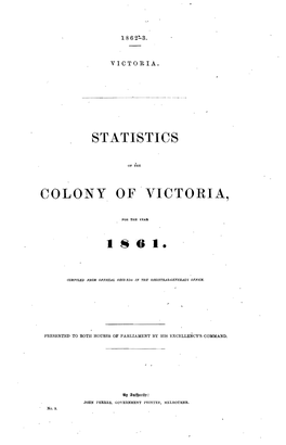 Statistics Colony of Victoria