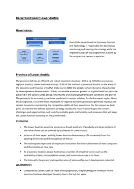 Background Paper Lower Austria Governance: Province of Lower Austria