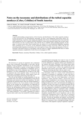 Notes on the Taxonomy and Distributions of the Tufted Capuchin Monkeys (Cebus, Cebidae) of South America