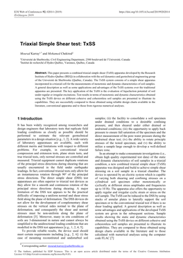 Triaxial Simple Shear Test: Txss