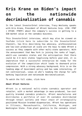 S Impact on the Nationwide Decriminalization of Cannabis