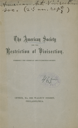 The Second Annual Report of the American Anti-Vivisection Society