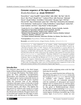 Bradyrhizobium Sp. Strain WSM1417