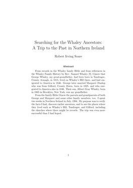 Searching for the Whaley Ancestors: a Trip to the Past in Northern Ireland