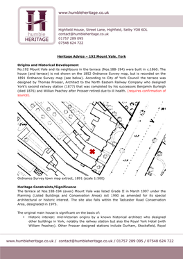 Heritage Advice – 192 Mount Vale, York Origins and Historical