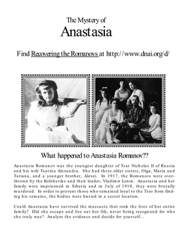 The Mystery of Anastasia Workbook