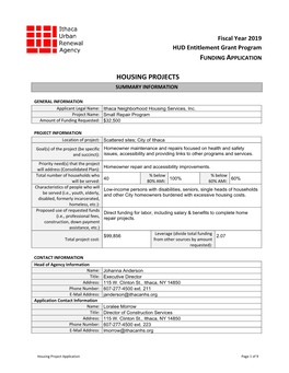 Housing Projects Summary Information