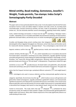 Indus Script's Semasiography Partly Decoded