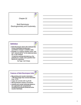 Chapter 22 Bulk Electrolysis: Electrogravimetry and Coulometry