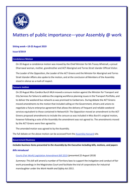 Matters of Public Importance Issue 9-2019