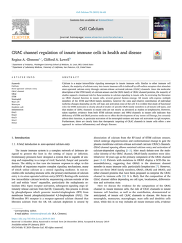 CRAC Channel Regulation of Innate Immune Cells in Health and Disease T ⁎ Regina A