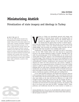 Miniaturizing Ataturk Privatization of State Imagery and Ideology in Turkey