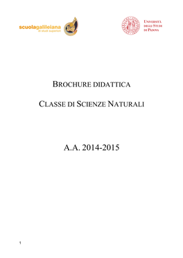Brochure Didattica Classe Di Scienze Naturali Aa 2014-2015
