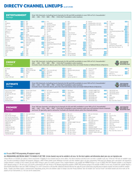 DIRECTV CHANNEL LINEUPS(As of 11/8/20)