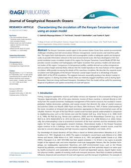 Tanzanian Coast Using an Ocean Model