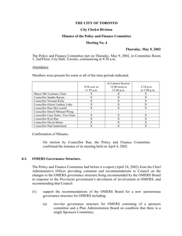 Minutes of the Policy and Finance Committee Meeting No