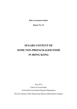 Sugars Content of Some Non-Prepackaged Food in Hong Kong