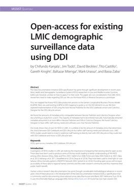 Open-Access for Existing LMIC Demographic Surveillance Data