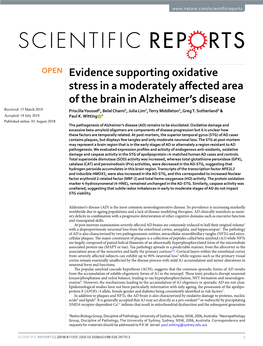 Evidence Supporting Oxidative Stress in a Moderately Affected Area of The