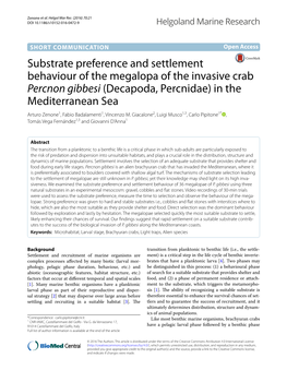Percnon Gibbesi (Decapoda, Percnidae) in the Mediterranean Sea Arturo Zenone1, Fabio Badalamenti1, Vincenzo M
