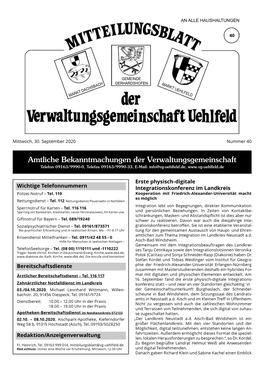 Mitteilungsblatt KW 40 2020