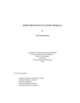 Redox Processes in Sulfide Minerals Dedic