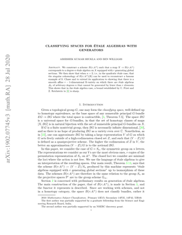 Classifying Spaces For\'Etale Algebras with Generators