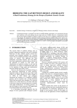 BRIDGING the GAP BETWEEN DESIGN and REALITY a Dual Evolutionary Strategy for the Design of Synthetic Genetic Circuits