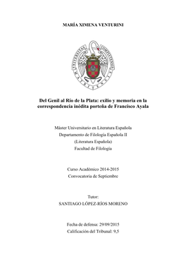 Exilio Y Memoria En La Correspondencia Inédita Porteña De Francisco Ayala