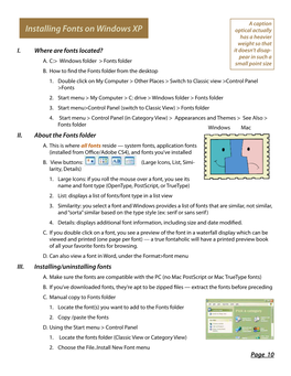 Installing Fonts on Windows XP Optical Actually Has a Heavier Weight So That I