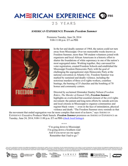 AMERICAN EXPERIENCE Presents Freedom Summer