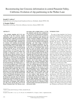 Reconstructing Late Cenozoic Deformation in Central Panamint Valley, California: Evolution of Slip Partitioning in the Walker Lane