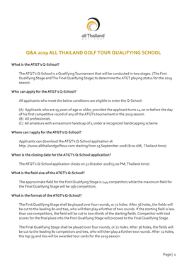 Q&A 2019 All Thailand Golf Tour Qualifying School
