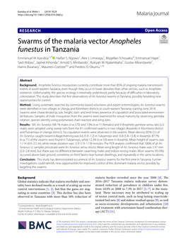 Swarms of the Malaria Vector Anopheles Funestus in Tanzania Emmanuel W