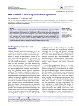 ARF6 and Rab11 As Intrinsic Regulators of Axon Regeneration