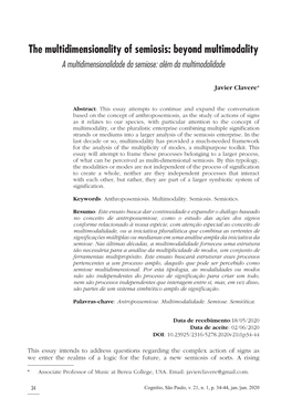 The Multidimensionality of Semiosis: Beyond Multimodality a Multidimensionalidade Da Semiose: Além Da Multimodalidade