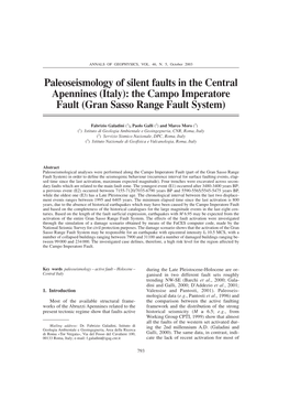 The Campo Imperatore Fault (Gran Sasso Range Fault System)