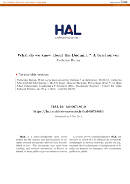 Buduma ? a Brief Survey Catherine Baroin