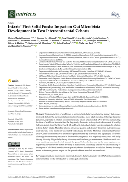 Infants' First Solid Foods: Impact on Gut Microbiota Development in Two