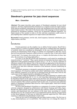 Steedman's Grammar for Jazz Chord Sequences