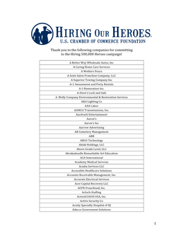 1 Thank You to the Following Companies for Committing to the Hiring 500,000