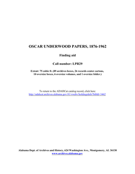 Oscar Underwood Papers Finding