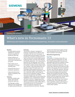 Siemens PLM What's New in Tecnomatix 12 Fact Sheet