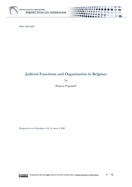 Judicial Functions and Organisation in Belgium by Patricia Popelier