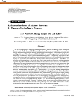 Pathomechanisms of Mutant Proteins in Charcot-Marie-Tooth Disease