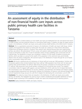 An Assessment of Equity in the Distribution of Non-Financial Health