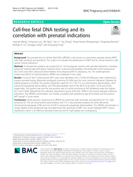 Cell-Free Fetal DNA Testing and Its Correlation with Prenatal Indications