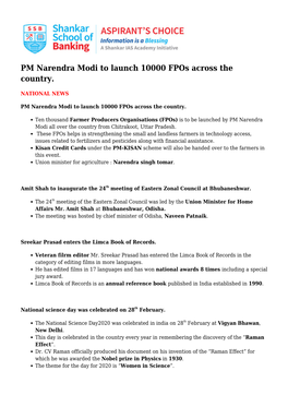 PM Narendra Modi to Launch 10000 Fpos Across the Country