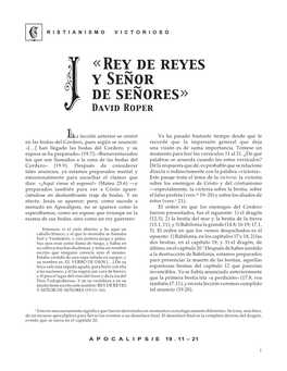 «Rey De Reyes Y Señor De Señores» C