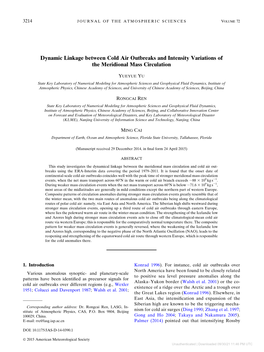 Dynamic Linkage Between Cold Air Outbreaks and Intensity Variations of the Meridional Mass Circulation